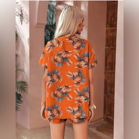 Tropical 2pc Button Down Shirt + Shorts Vacation Set - Picture 8 of 13